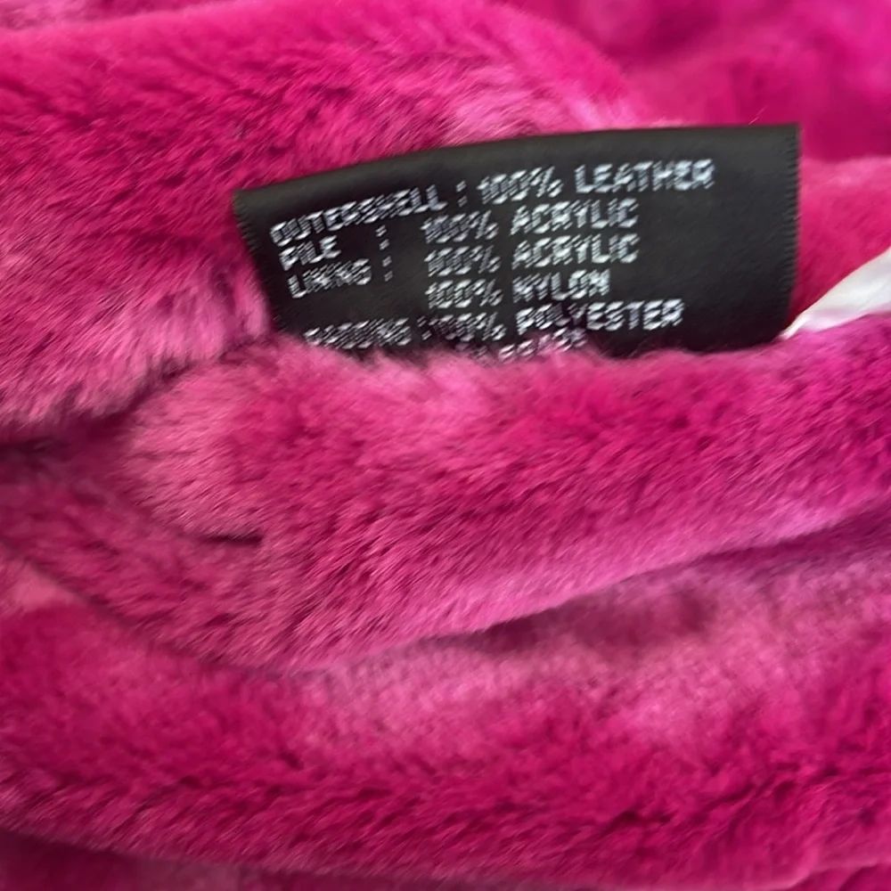 WILSONS LEATHER MAXIMA 90s PINK LEATHER W/ FAUX FUR TRIM COAT - Picture 14 of 14